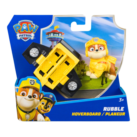 Jucarii sub 50 RON - Spin Masters-Patrula Catelusilor Action Pups Set Vehicul De Salvare Hoverboard Si Figurina Rubble 5 Cm