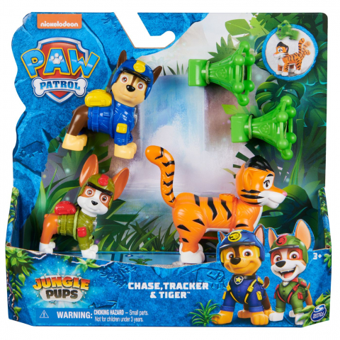 Jucarii 3-5 ani - Patrula Catelusilor Jungle Pups Set 3 Figurine Chase Tracker Si Tigrul