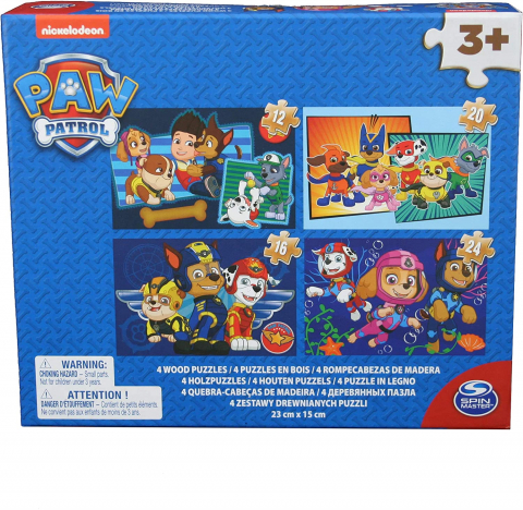 Játékok 3-5 éveseknek - Patrula Catelusilor Puzzle 4In1 Din Lemn