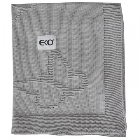 Jucarii 0-12 luni - Eko-Paturica din Bumbac, Eko, 80x100 cm, Fluturasi, Grey