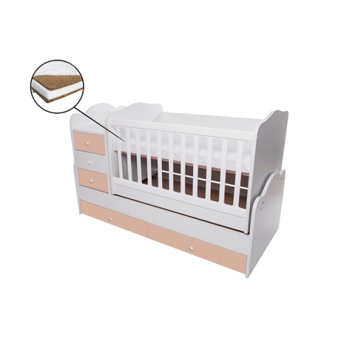 Toate produsele - Patut transformabil VESSANTI Touring - Alb cu Cappucino