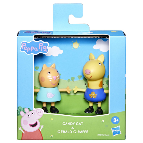 Jucarii sub 50 RON - Hasbro-Peppa Pig Prieteni Buni Set 2 Figurine Pisica Candy Si Girafa Gerald