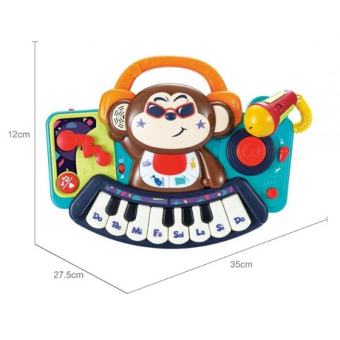 Pianina Bebe Maimutica Dj Cu Lumini Sunete Si Microfon [5]