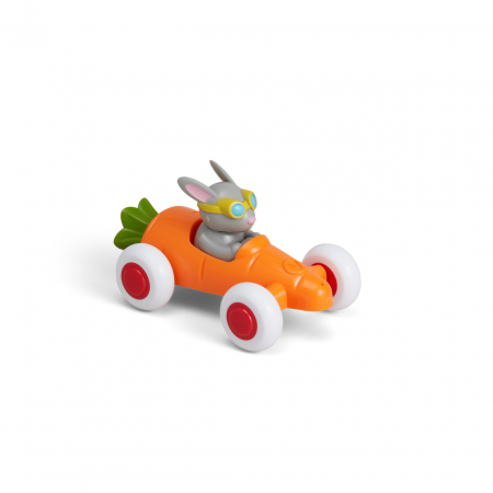 Jucarii motrice pentru bebelusi - VikingToys-Pilot de curse Iepuras in Masinuta Morcov - Cute Racer