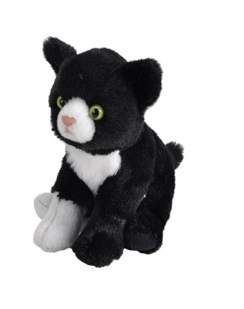 Figurine - Wild Republic-Pisica Alb cu Negru - Jucarie Plus 13 cm