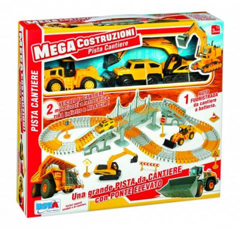 Játékok 3-5 éveseknek - Pista circuit constructie RS Toys cu 3 vehicule incluse