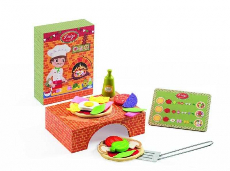 Gyerekkonyhák - Djeco-Pizza-Luigi-Set-joc-de-rol-pizzerie-cu-piese-din-lemn-si-metal