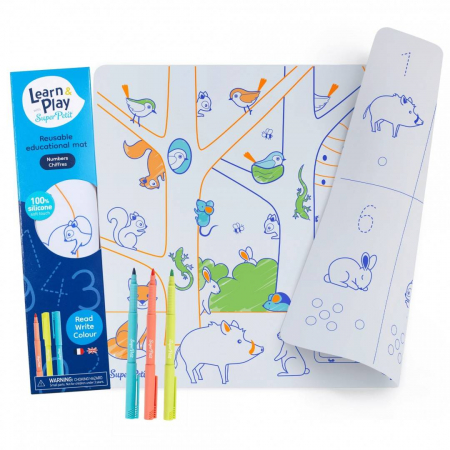 Jucarii educative - SUPERPETIT-Plansa de colorat din silicon - CIFRE