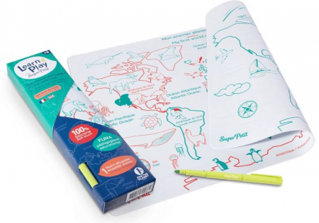 Jucarii educative - SUPERPETIT-Plansa de colorat din silicon - HARTA LUMII
