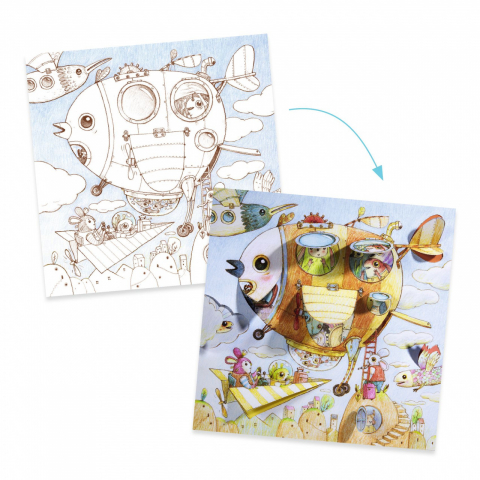 Djeco-Planse de colorat cu surprize Calatoria lui Malo, Djeco [3]