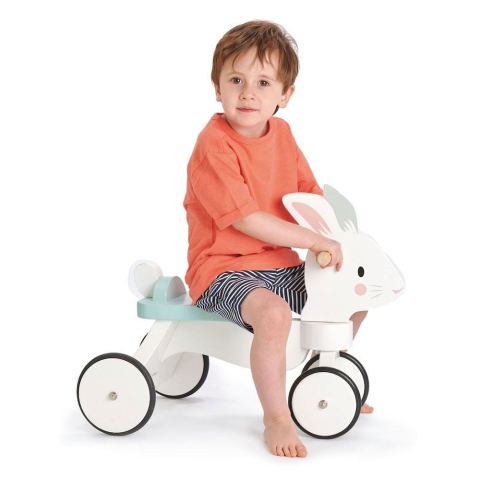 Tender Leaf Toys-Premergator bicicleta pe 4 roti Iepuras, din lemn premium - Running Rabbit Ride on [1]