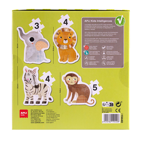 Oktató játékok - Primul meu Puzzle Progresiv APLI, Savana, 16 piese mari