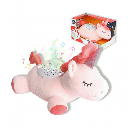 Cadouri botez - Reig Musicales-Proiector Unicorn de Plus 25 cm cu cantece de leagan