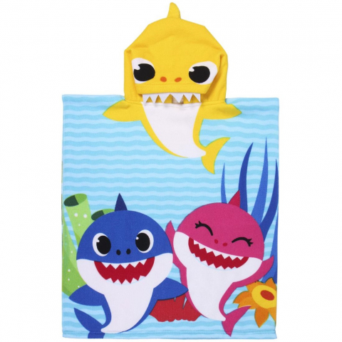 Játékok 3-5 éveseknek - Prosop poncho cu gluga, Baby Shark, 50 x 115 cm