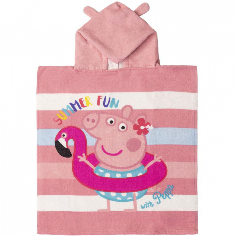 Jucarii 3-5 ani - Cerda-Prosop poncho cu gluga, Peppa Pig Summer Fun, 50 x 115 cm