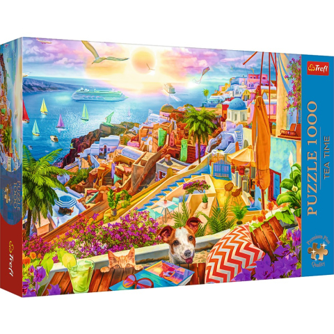 Jucarii educative - Trefl-Puzzle 1000 Premium Plus Tea Time Vizitand Santorini