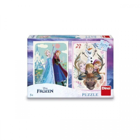 Jucarii 3-5 ani - Dino-Puzzle 2 in 1 - Anna si Elsa (2 x 77 piese)