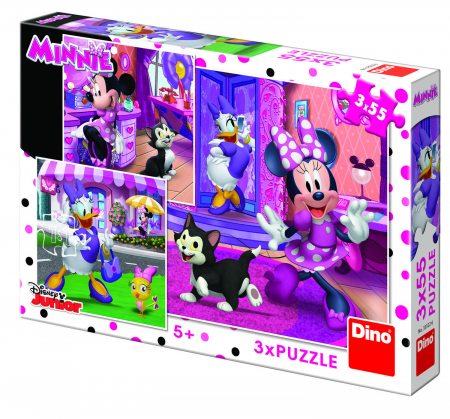 Játékok 4 éves kortól - Dino-Puzzle-3-in-1-O-zi-cu-Minnie-55-piese