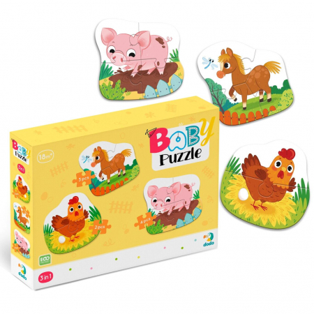 Dodo Puzzle 3 in 1 - O zi la ferma 234 piese  [3]