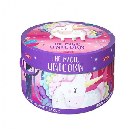 Toate jucariile - Sassi-Puzzle-30-piese-cu-carte-Unicorn