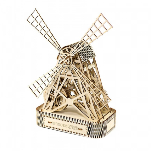 Jucarii 9-12 ani - Wooden City-Puzzle 3D Moara - kit model mecanic