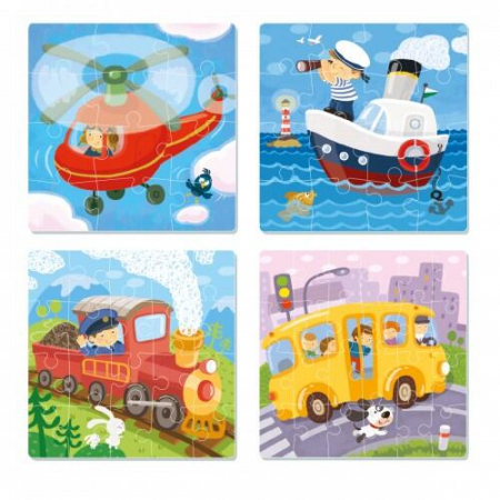 Puzzle clasic - Dodo Puzzle 4 in 1 - Vehicule 121620 24 piese