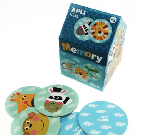 Jucarii educative - Apli-Puzzle APLI - Safari joc memorie in cutie de depozitare casuta, 24 piese