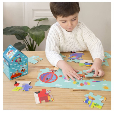 Apli-Puzzle APLI - Safari puzzle in cutie de depozitare in forma de casuta, 24 piese [1]
