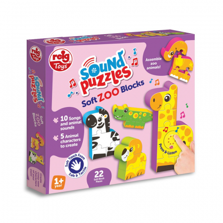Cadouri botez - Reig Musicales-Puzzle blocks cu sunete - Animale de la Zoo