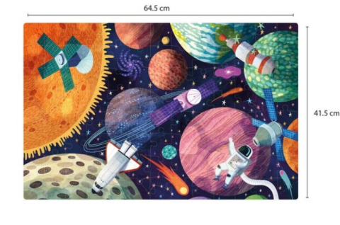 Oktató játékok - Puzzle care straluceste in intuneric, Sistem solar, Apli Kids, 64.5 x 41.5 cm, 104 piese