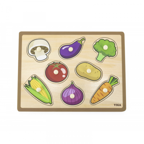 Jucarii sub 50 RON - Viga-Puzzle cu maner, Legume, Viga