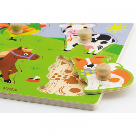 Jucarii sub 50 RON - Viga-Puzzle cu manere - animale de la ferma
