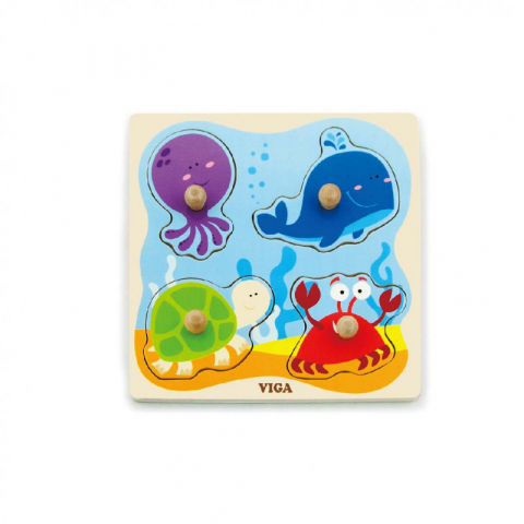 Jucarii sub 50 RON - Viga-Puzzle cu manere Animale din ocean, Viga