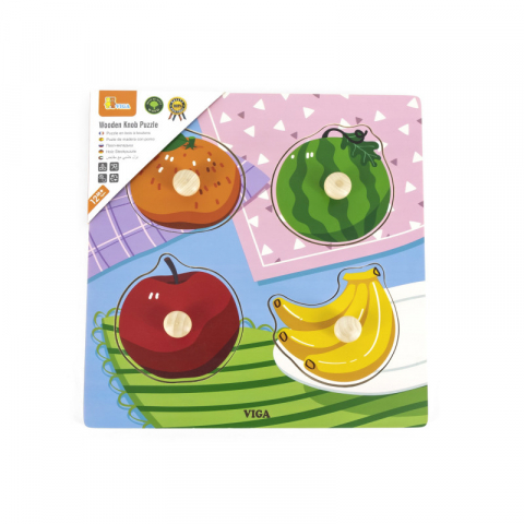 Játékok 3-5 éveseknek - Puzzle cu manere, Fructe, Viga