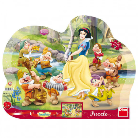 Jucarii sub 50 RON - Dino Puzzle cu rama - Alba ca Zapada 25 piese 