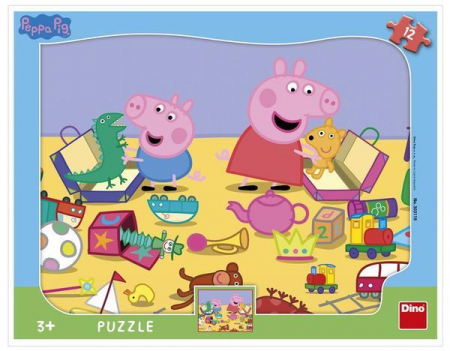 Top Branduri - Dino Puzzle cu rama - La joaca cu Peppa Pig 12 piese 
