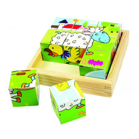 Kirakós játékok - BigJigs-Puzzle-cubic-animale-domestice