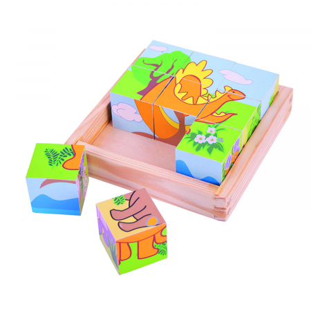 Toate jucariile - BigJigs-Puzzle-cubic-dinozauri