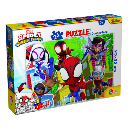 Puzzle de colorat - Lisciani Puzzle de colorat - Distractie cu paienjenelul Marvel si prietenii lui uimitori 24 piese 