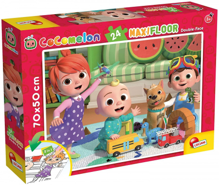Puzzle de colorat - Lisciani Puzzle de colorat maxi - O zi insorita cu Cocomelon 24 piese 