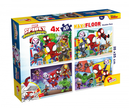 Puzzle de colorat - Lisciani Puzzle de colorat maxi - Paienjenelul Marvel si prietenii lui uimitori 4 x 48 de piese 