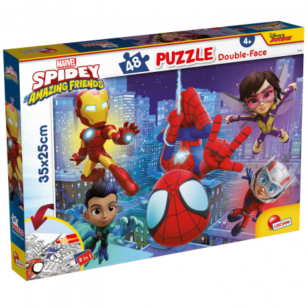 Puzzle de colorat - Lisciani Puzzle de colorat - Paienjenelul Marvel si prietenii lui uimitori 48 de piese 