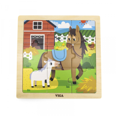 Viga-Puzzle din 9 piese mari Mama si puiul Cal, Viga [2]