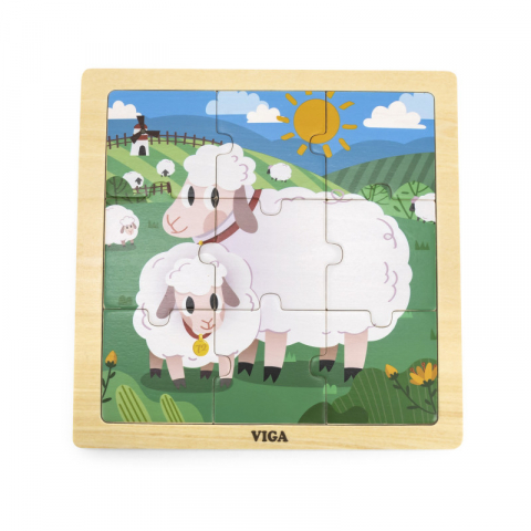 Viga-Puzzle din 9 piese mari Mama si puiul Oaie, Viga [2]