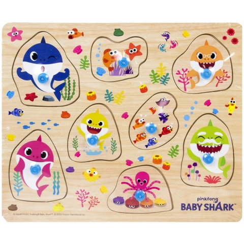 Jucarii 0-1 ani - Puzzle din lemn Baby Shark, 22 x 26 cm