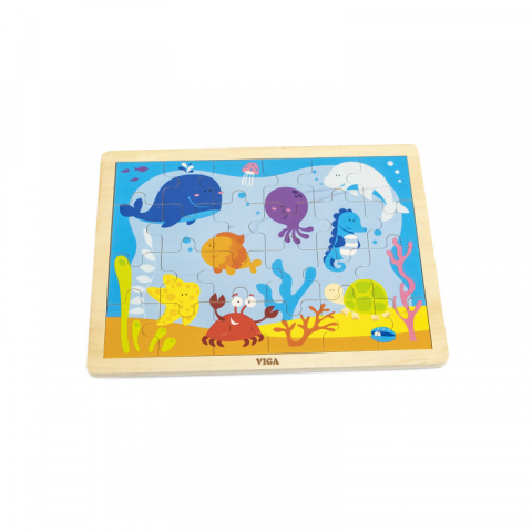 Puzzle din lemn cu 24 piese, Animale din ocean, Viga [2]