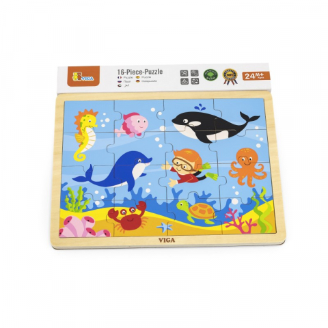 Puzzle din lemn din 16 piese - animale din ocean [2]
