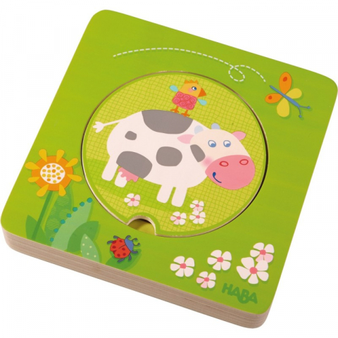 Játékok 3-5 éveseknek - Puzzle din lemn in starturi - La ferma, Haba