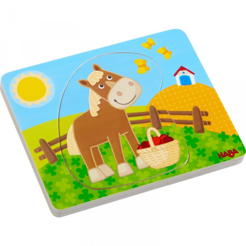 Jucarii sub 50 RON - Haba-Puzzle din lemn in straturi - Distractie la ferma, Haba