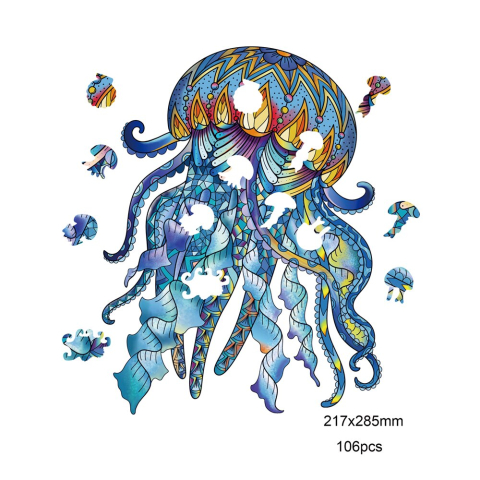 Oktató játékok - Puzzle din lemn multicolorat - Meduza, 106 piese